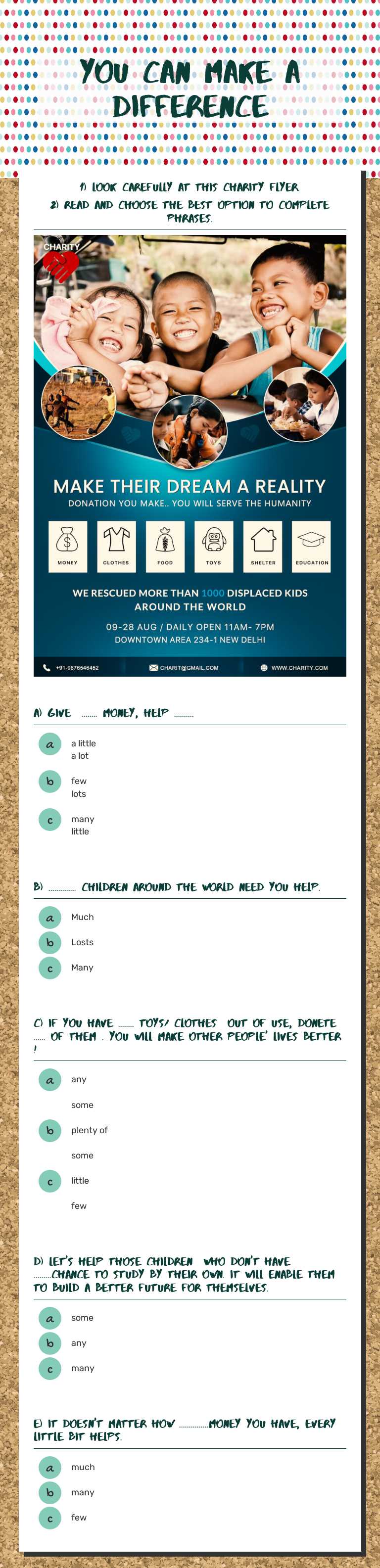 you can make a difference Grade 10 worksheet preview