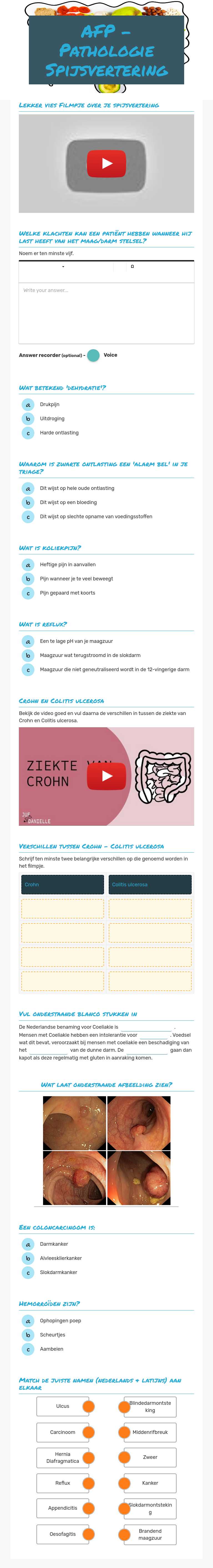 AFP - Pathologie Spijsvertering worksheet preview image