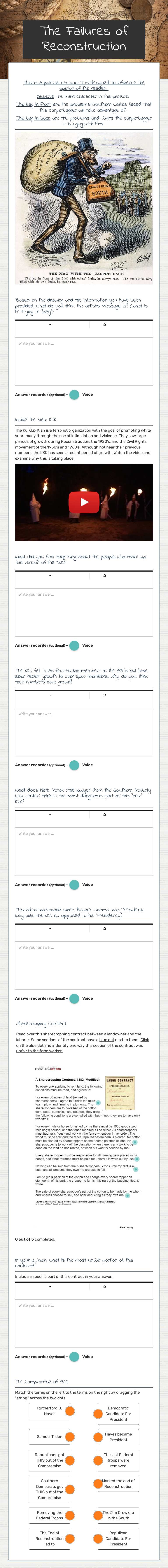 The Failures of
Reconstruction worksheet preview image