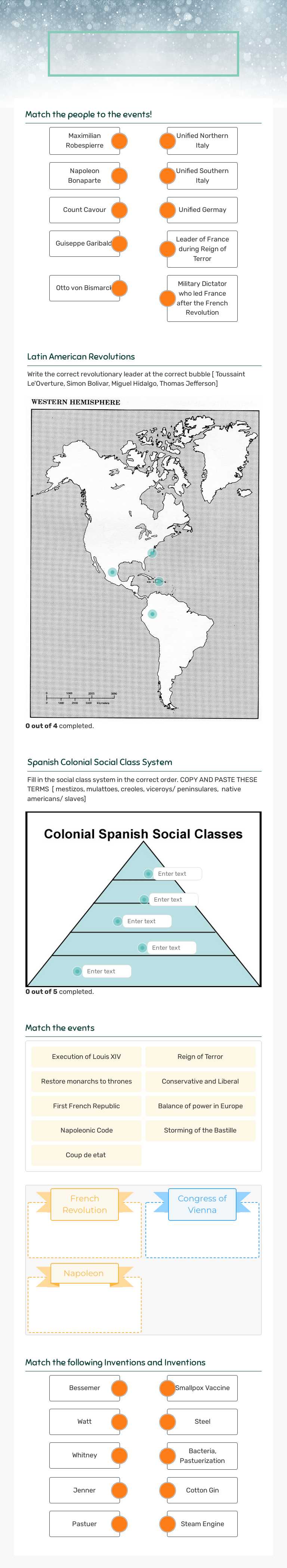 Unit 3- revolutions Review Grade 10 worksheet preview