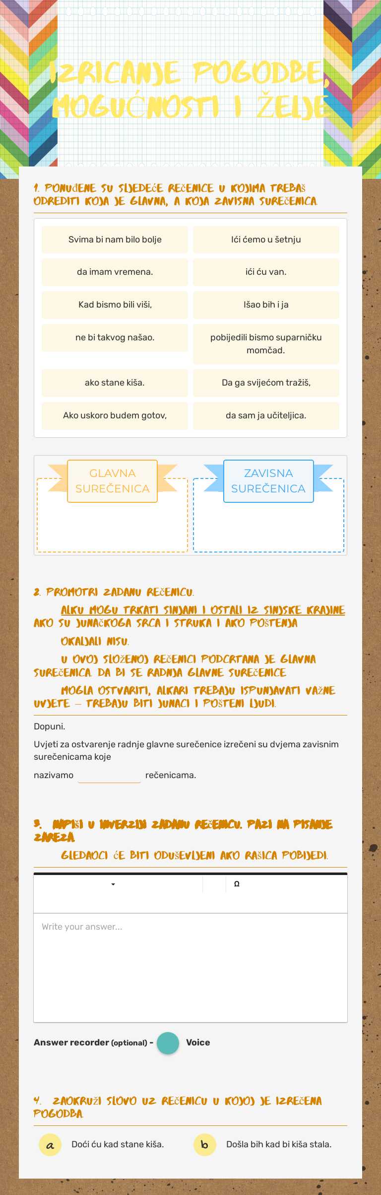 IZRICANJE POGODBE, MOGUĆNOSTI I ŽELJE Grade 8 worksheet preview