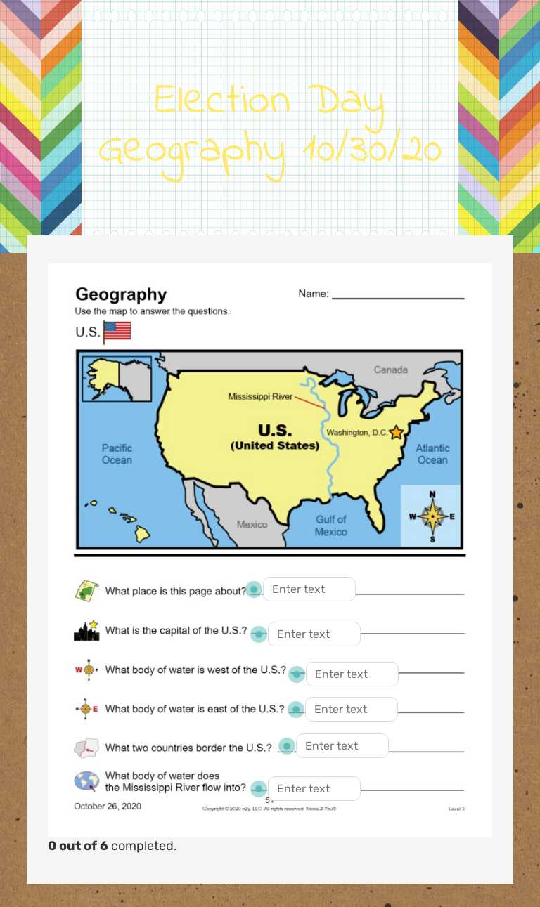 Election Day Geography 10/30/20 worksheet preview image