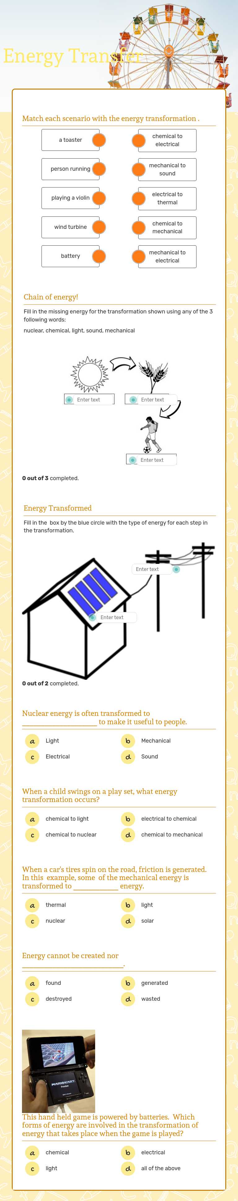 Energy Transfer worksheet preview image
