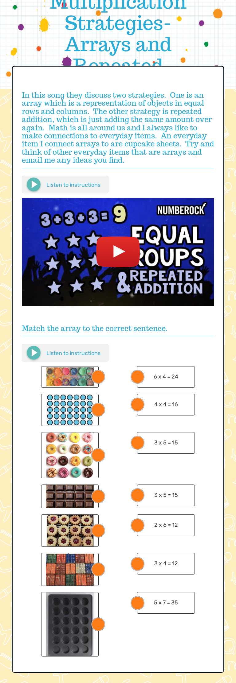 Multiplication Strategies- Arrays and Repeated Addition Grade 3 worksheet preview