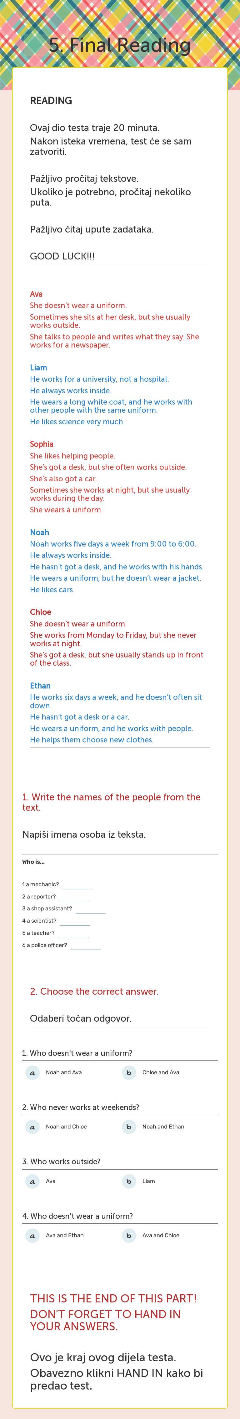 5. Final Reading worksheet preview image