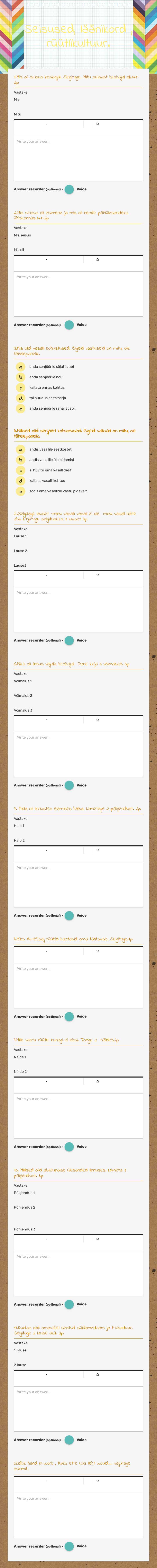 Seisused, läänikord , rüütlikultuur. Grade 7 worksheet preview
