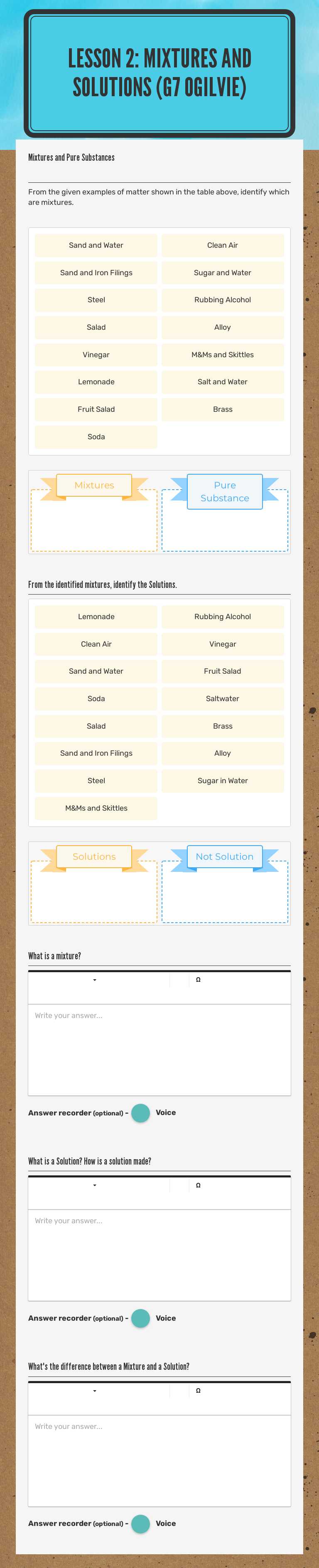 Lesson 2: Mixtures and Solutions
(G7 ogilvie) worksheet preview image