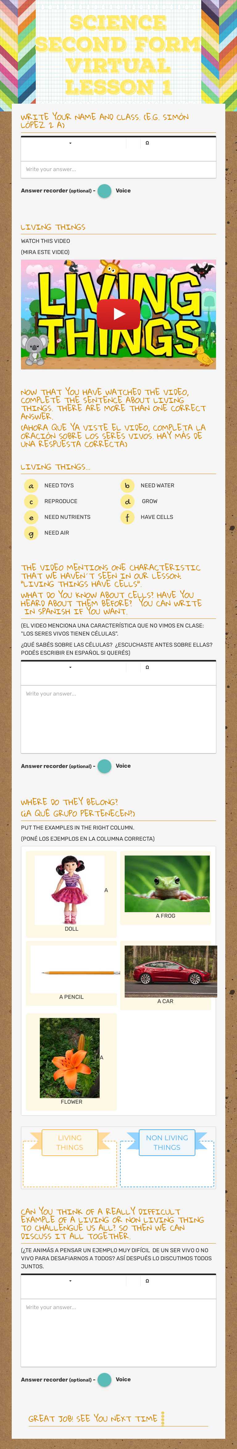 science second form  virtual LESSON  1 worksheet preview image