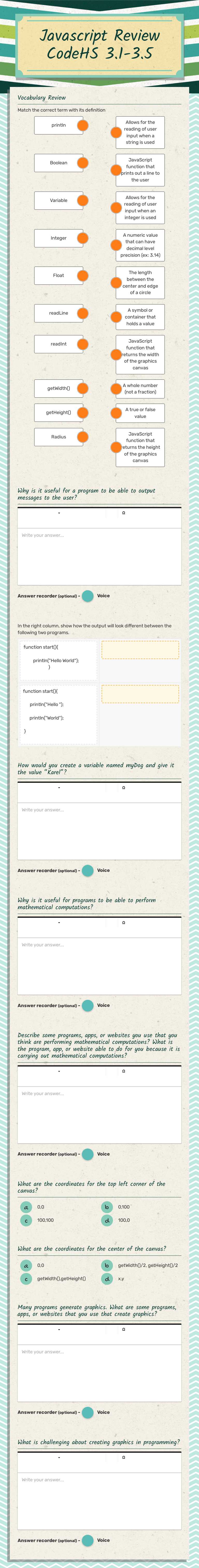 Javascript Review
CodeHS 3.1-3.5 worksheet preview image