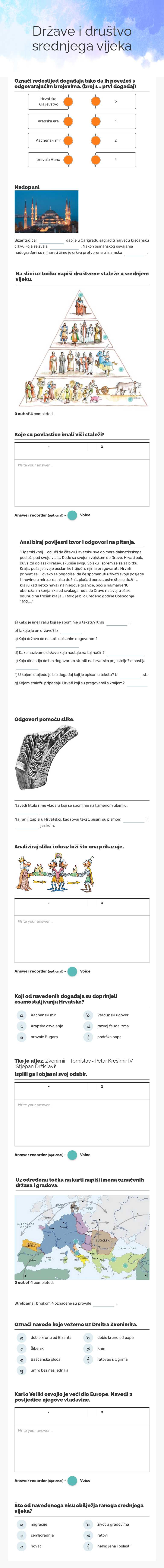 Države i društvo srednjega vijeka worksheet preview image