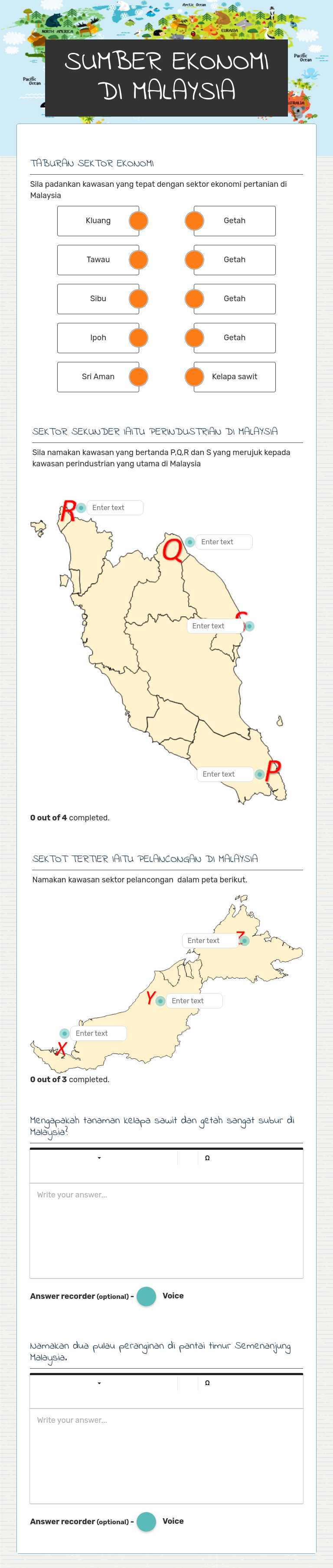 SUMBER EKONOMI DI MALAYSIA worksheet preview image