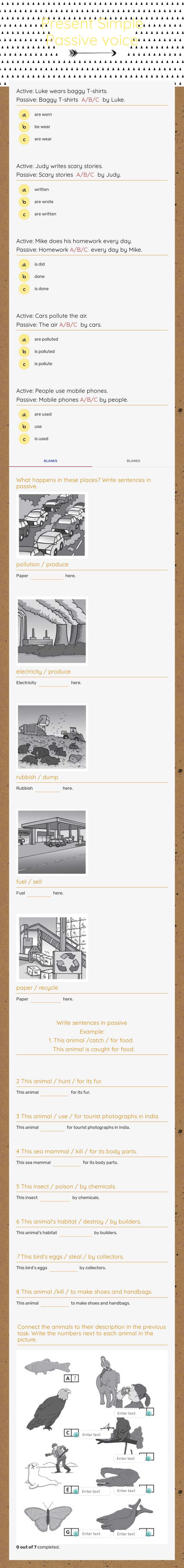 Present Simple Passive voice worksheet preview image