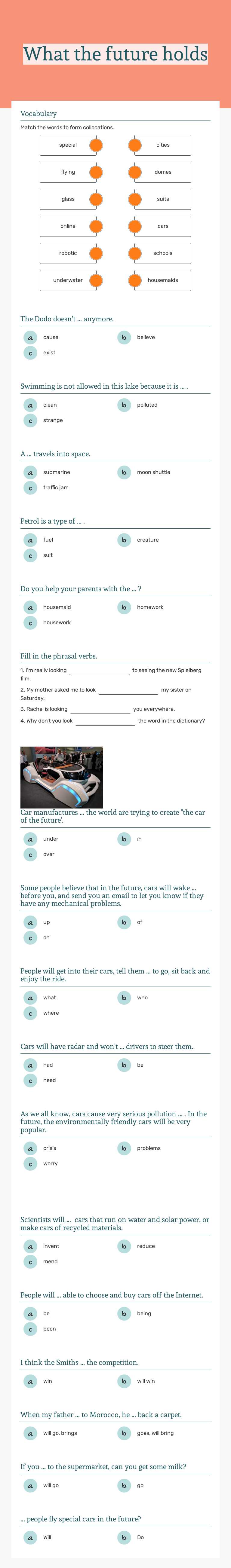What the future holds worksheet preview image