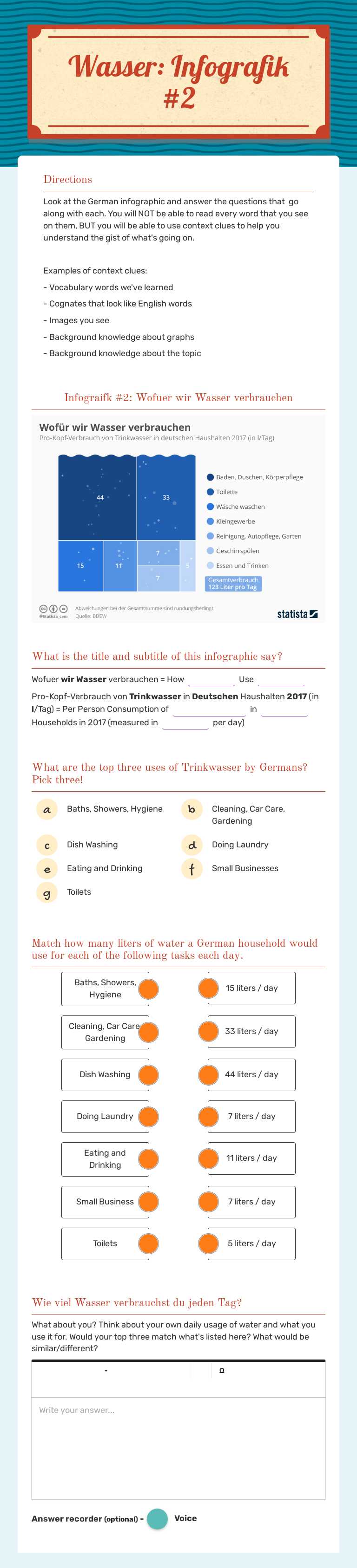 Wasser: Infografik #2 worksheet preview image