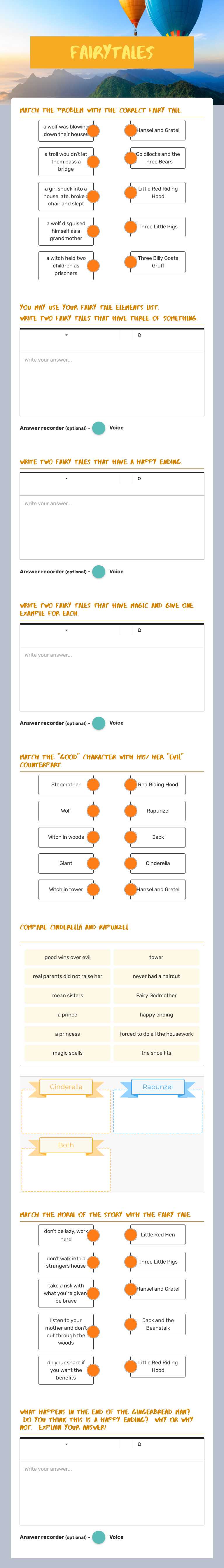 FairyTales worksheet preview image