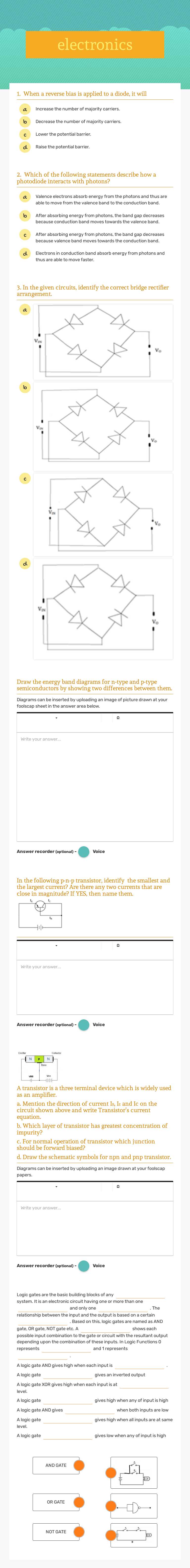 electronics worksheet preview image