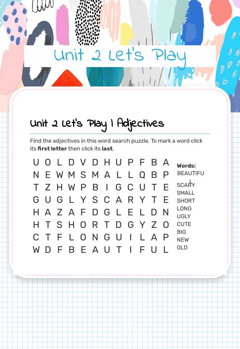 Unit 2 Let's Play worksheet preview image