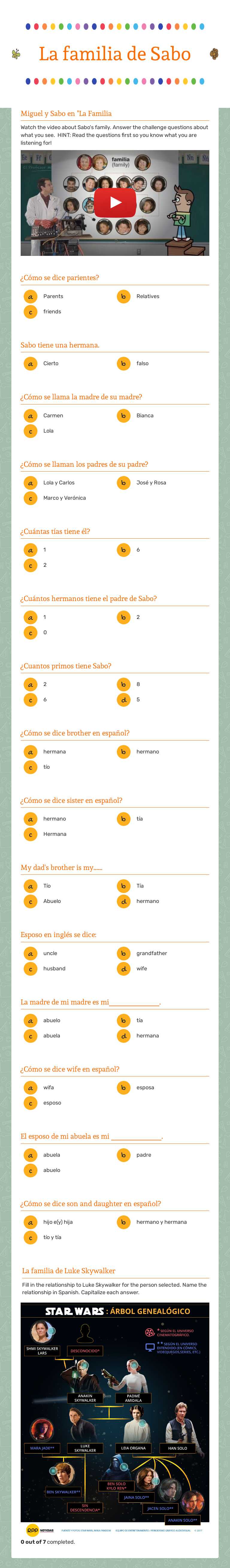 La familia de Sabo worksheet preview image