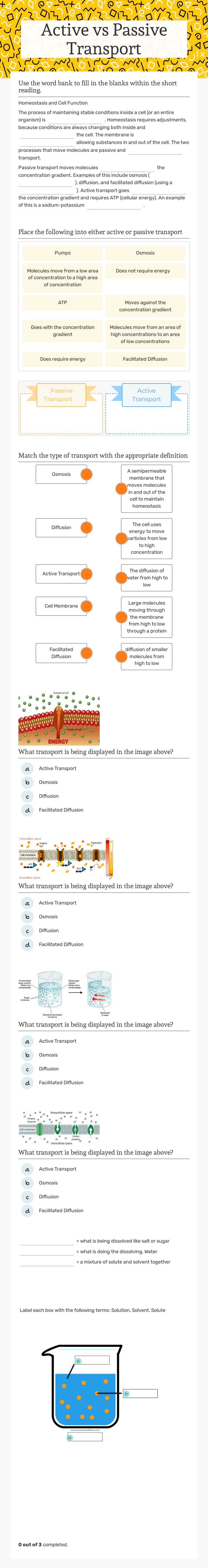 Active vs Passive Transport by Keagan Mitchell | Interactive Worksheet ...