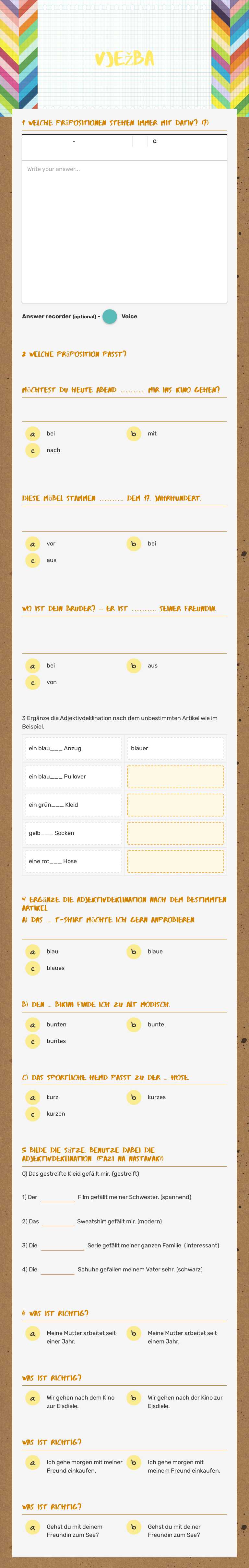 Vježba Grade 8 worksheet preview