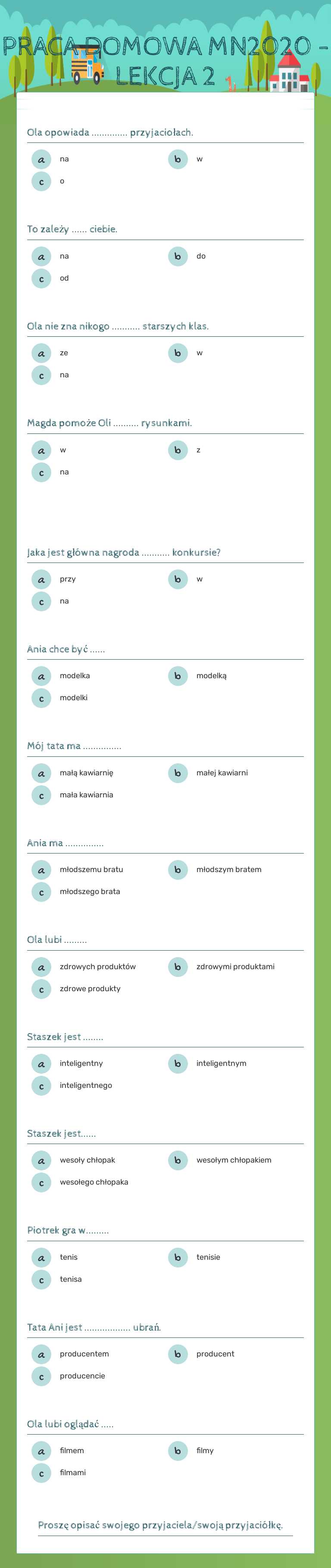 PRACA DOMOWA MN2020 - LEKCJA 2 worksheet preview image