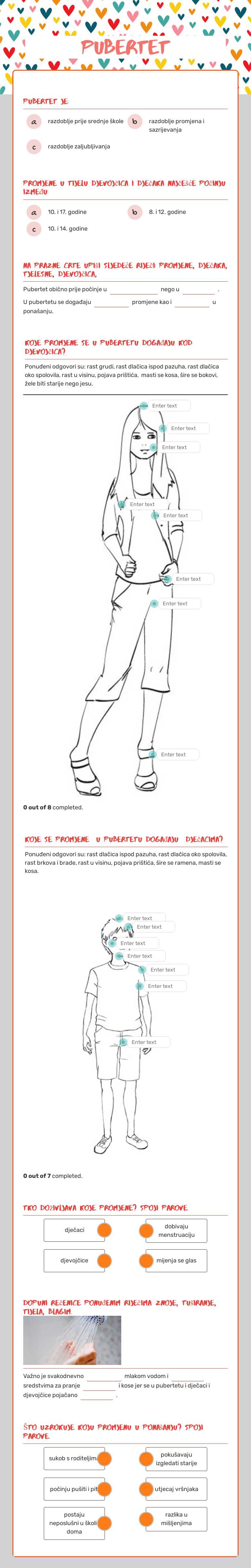 Pubertet worksheet preview image