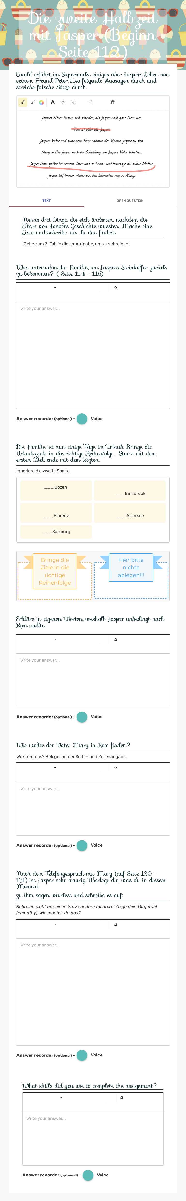 Die zweite Halbzeit mit Jasper (Beginn Seite 112) worksheet preview image
