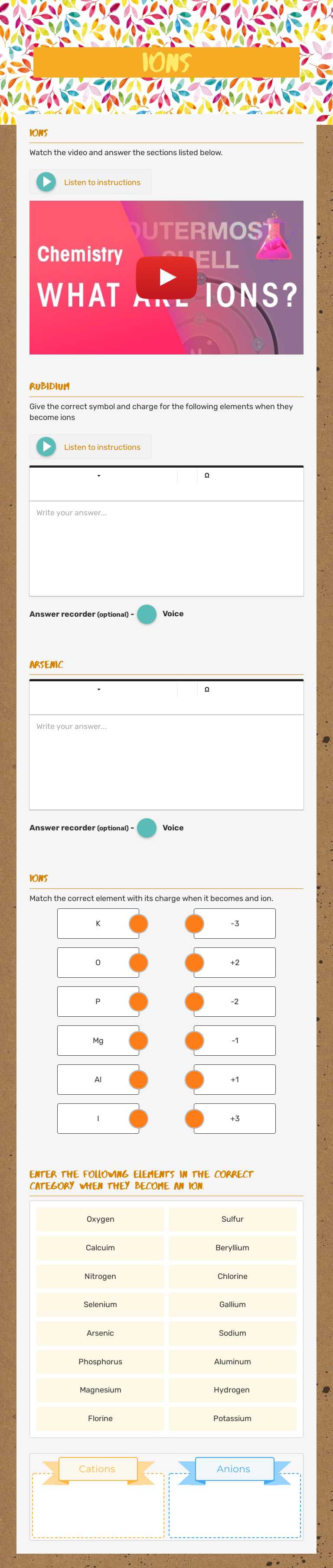 Ions worksheet preview image