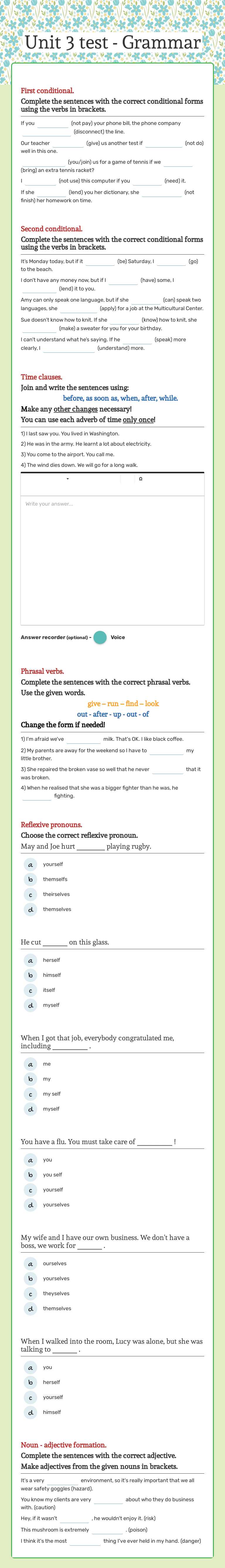 Unit 3 test - Grammar worksheet preview image