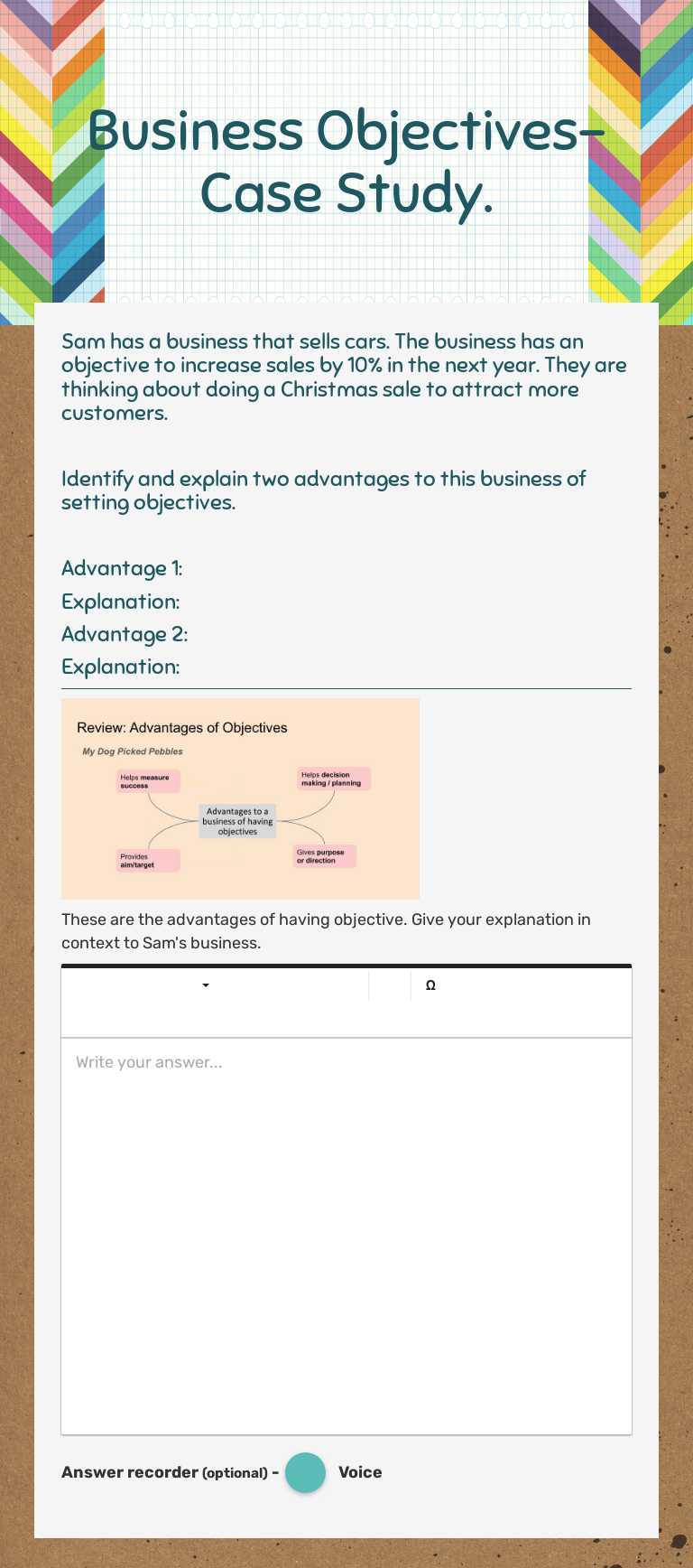Business Objectives- Case Study. worksheet preview image