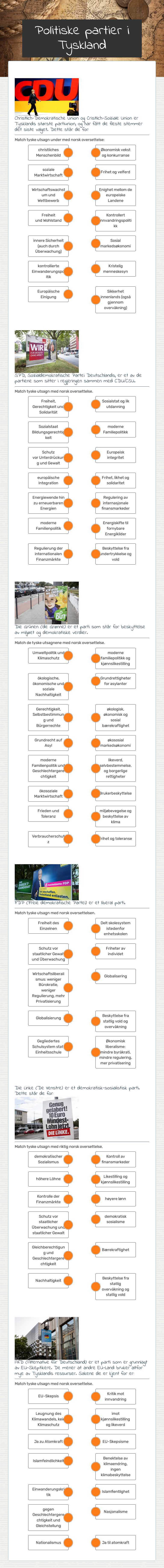 Politiske partier i Tyskland worksheet preview image