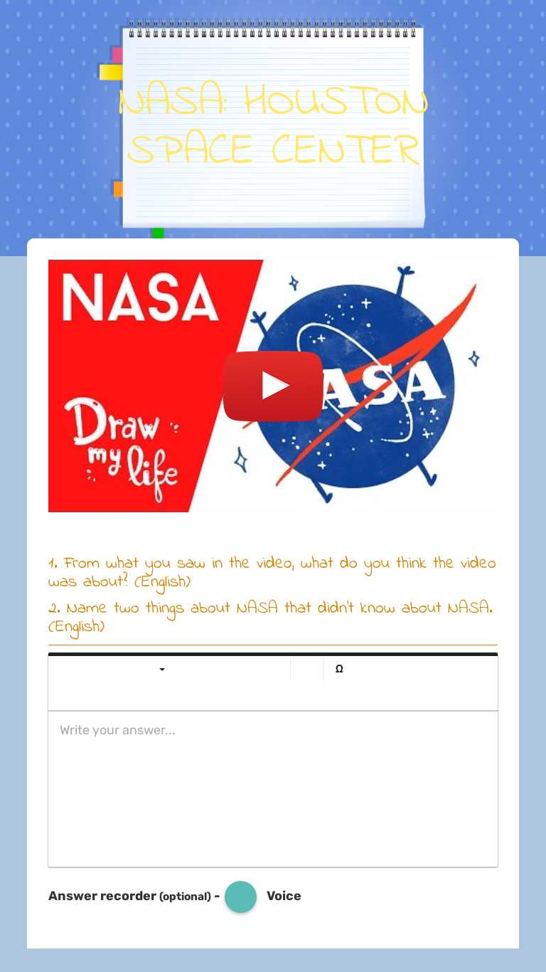 NASA: HOUSTON SPACE CENTER worksheet preview image