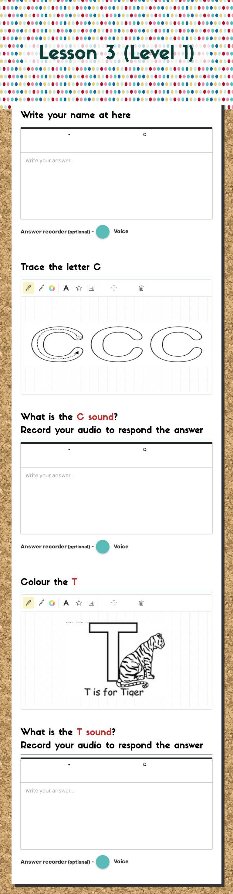 Lesson 3 (Level 1) worksheet preview image