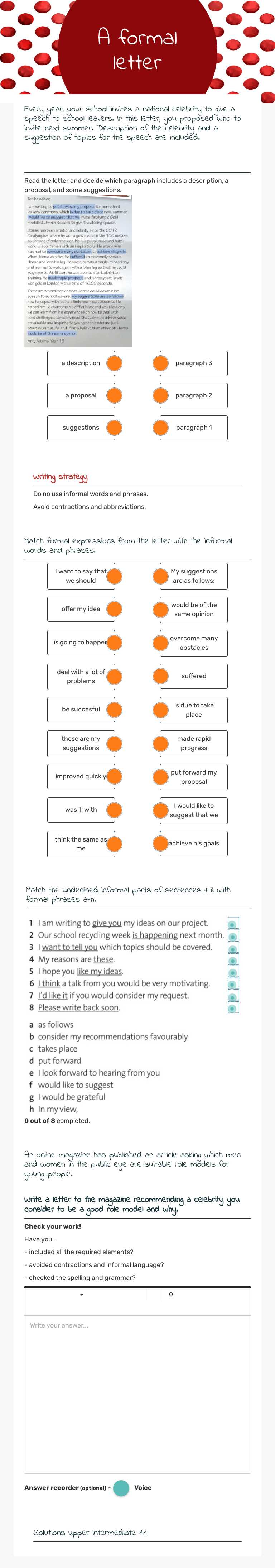 A formal letter worksheet preview image