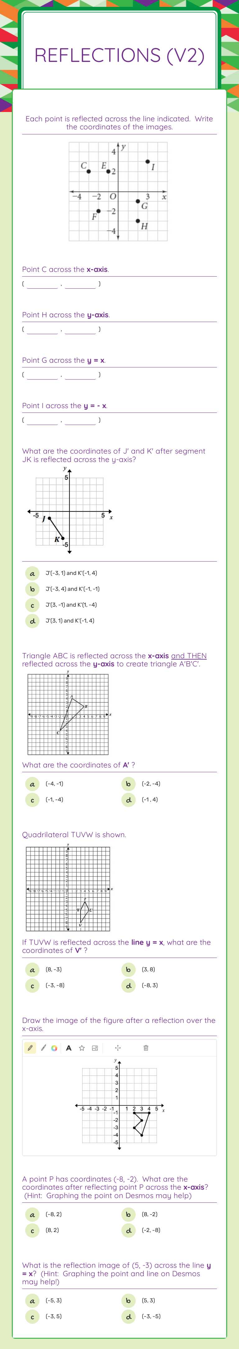 Reflections (v2) Grade 10 worksheet preview