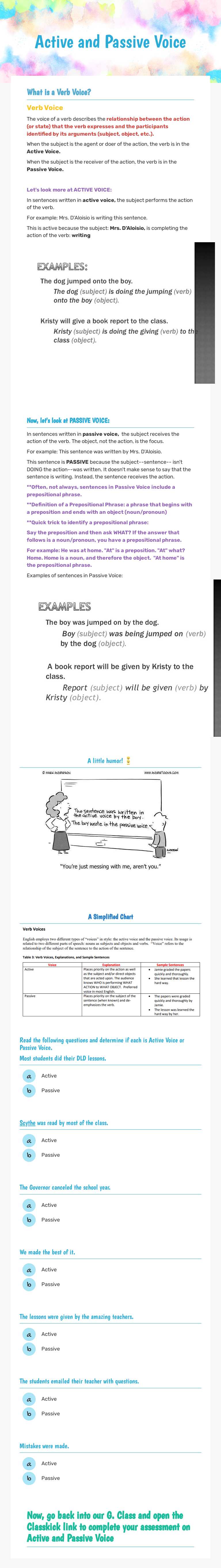 Active and Passive Voice worksheet preview image