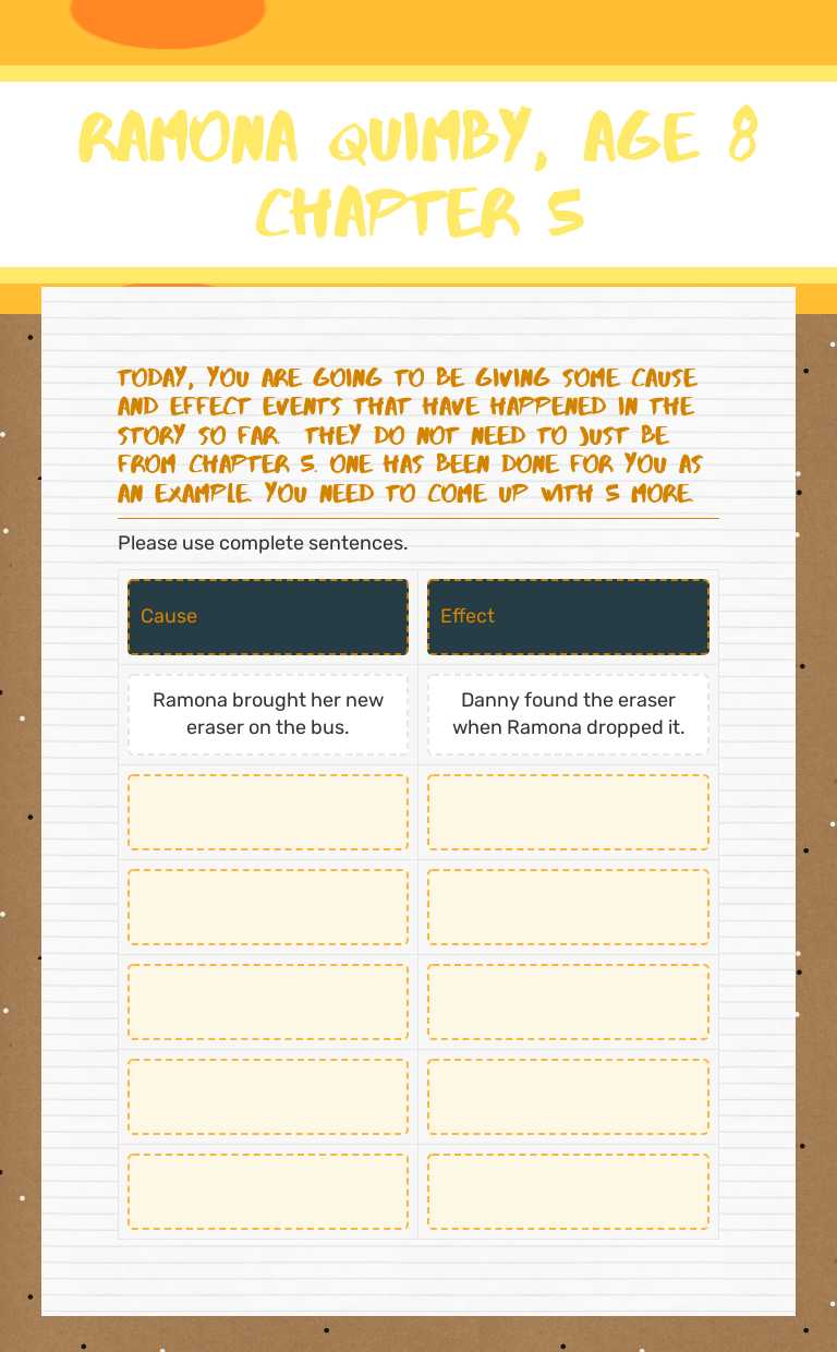 Ramona Quimby, Age 8
Chapter 5 worksheet preview image