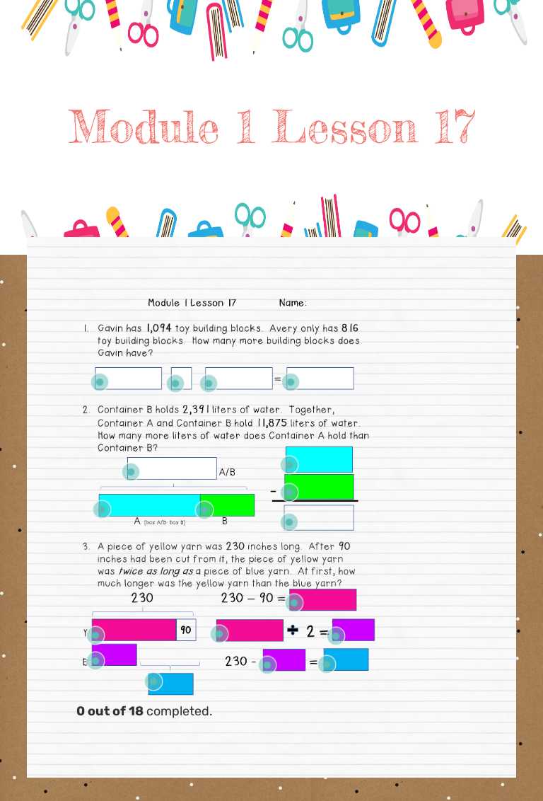 Module 1 Lesson 17 worksheet preview image