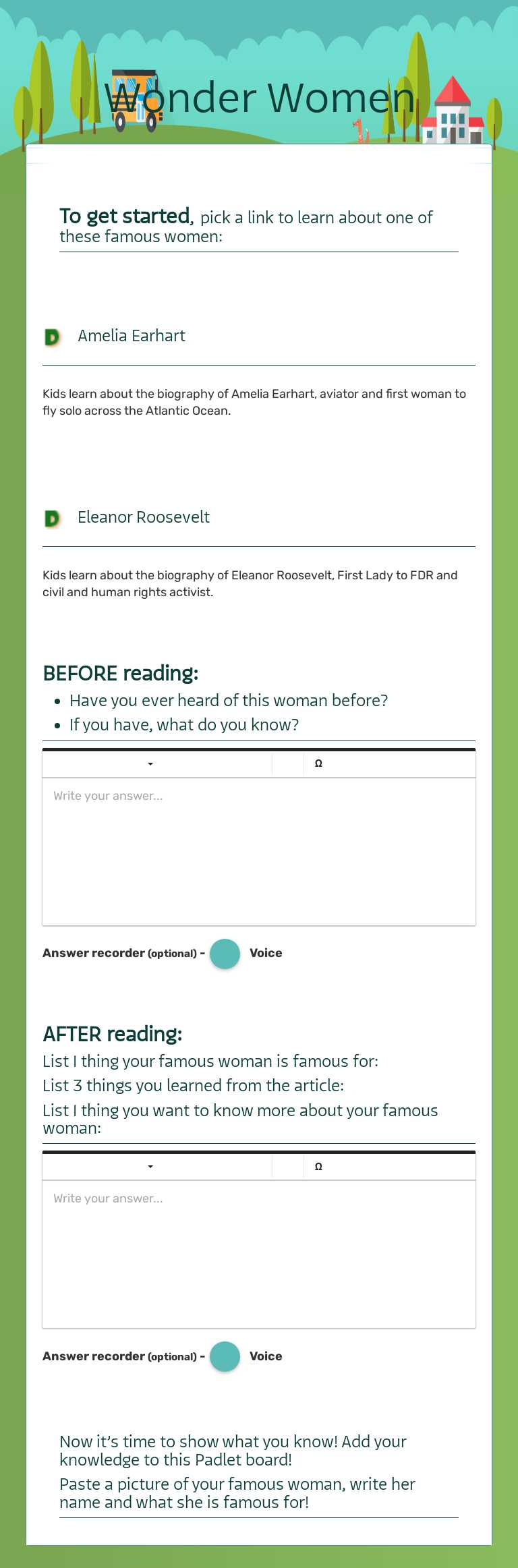 Wonder Women Grade 6 worksheet preview