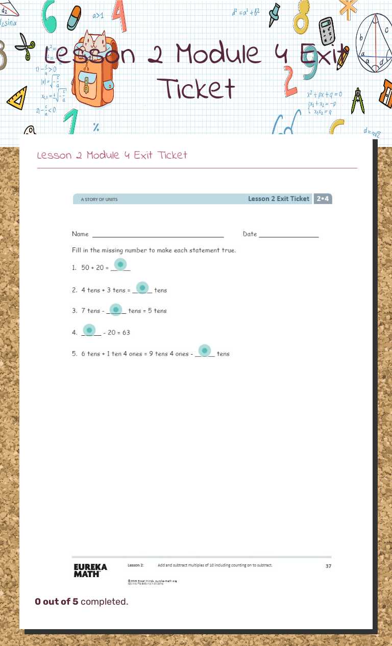 Lesson 2 Module 4  
 Exit Ticket worksheet preview image