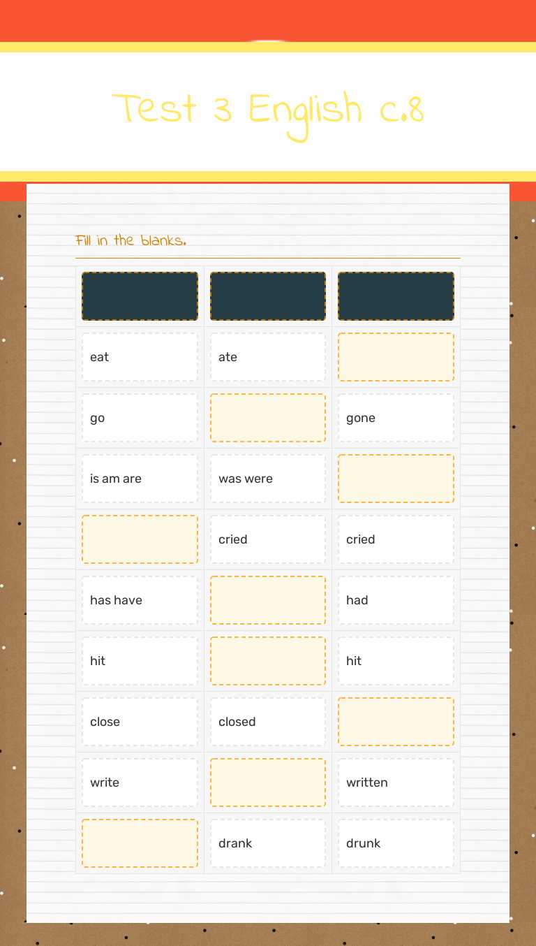 Test 3
English c.8 worksheet preview