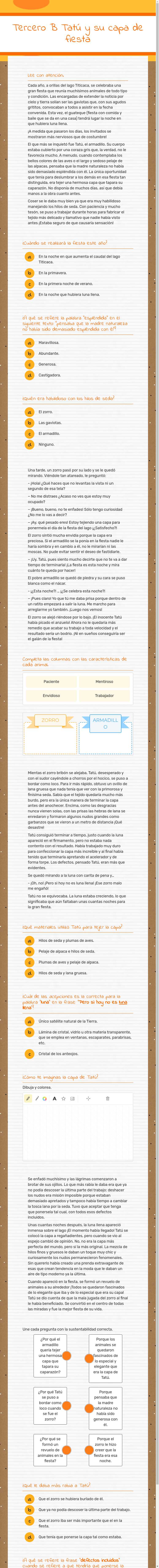 Tercero B
Tatú y su capa de fiesta worksheet preview image
