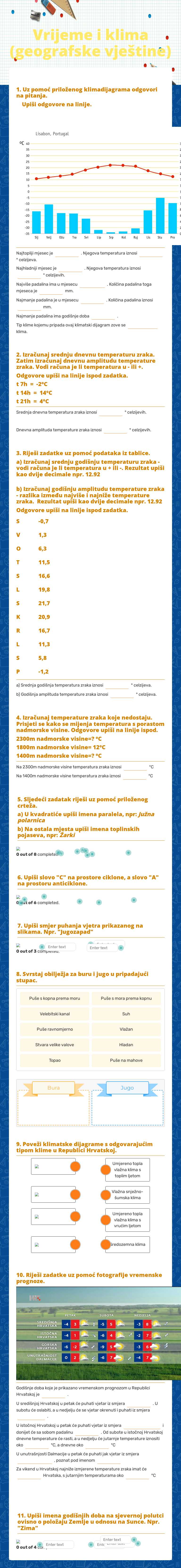 Vrijeme i klima
(geografske vještine) worksheet preview image