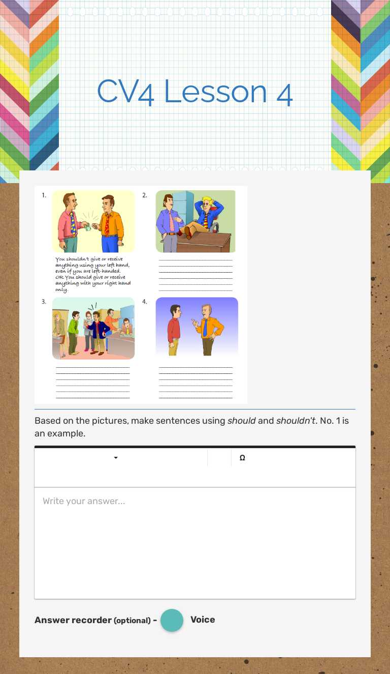 CV4 Lesson 4 worksheet preview image