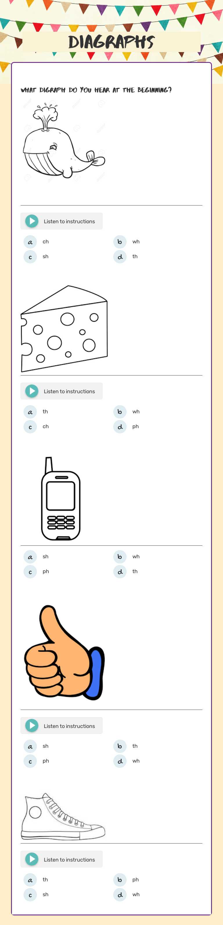 Diagraphs worksheet preview image