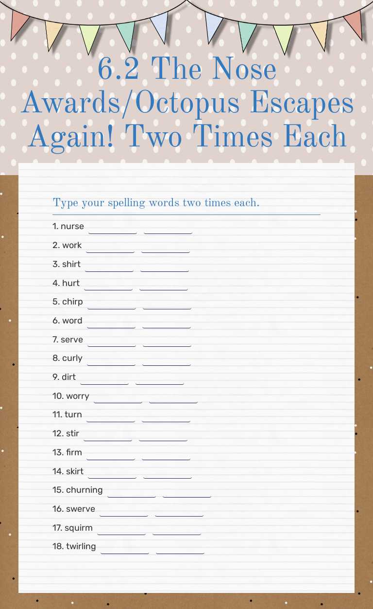 6.2 The Nose Awards/Octopus Escapes Again! Two Times Each Grade 3 worksheet preview