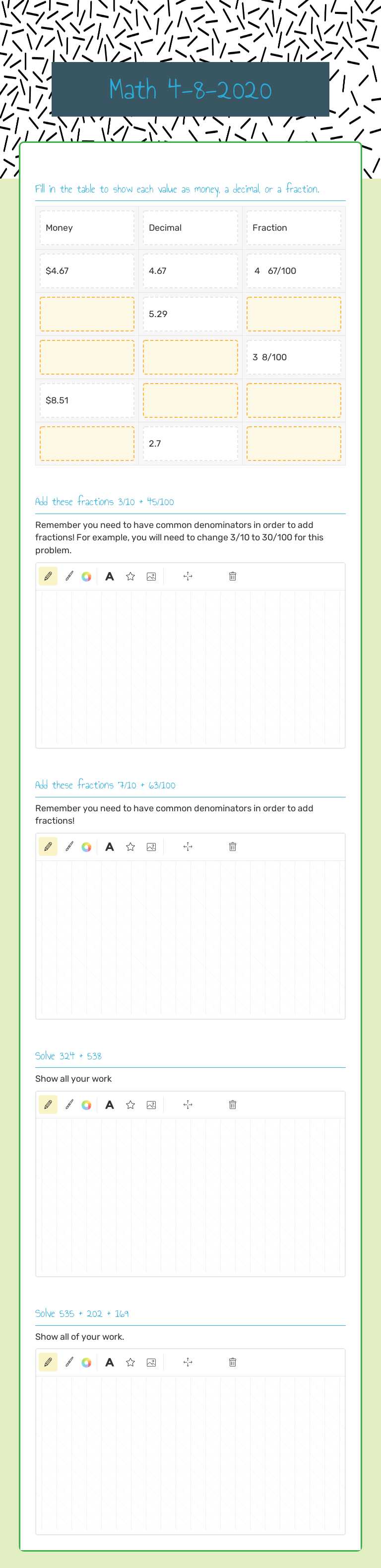Math 4-8-2020 Grade 4 worksheet preview