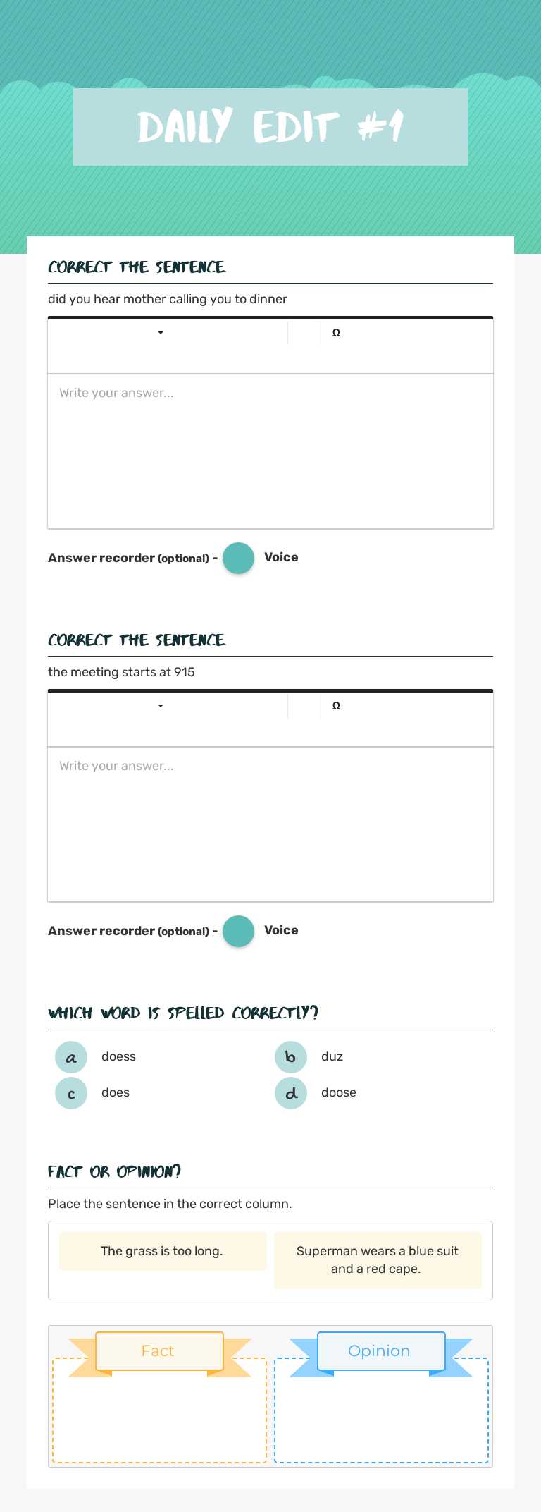 Daily Edit #1 worksheet preview image
