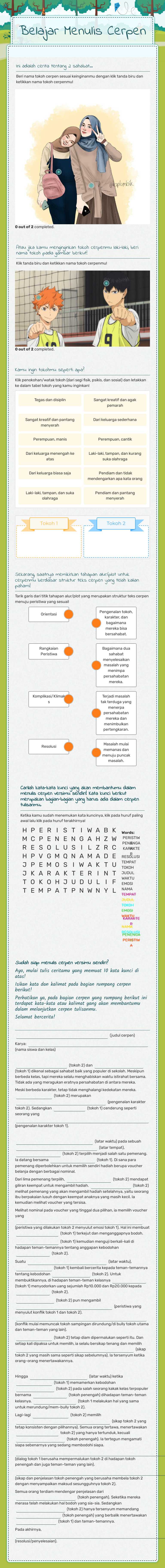 Belajar Menulis Cerpen worksheet preview image