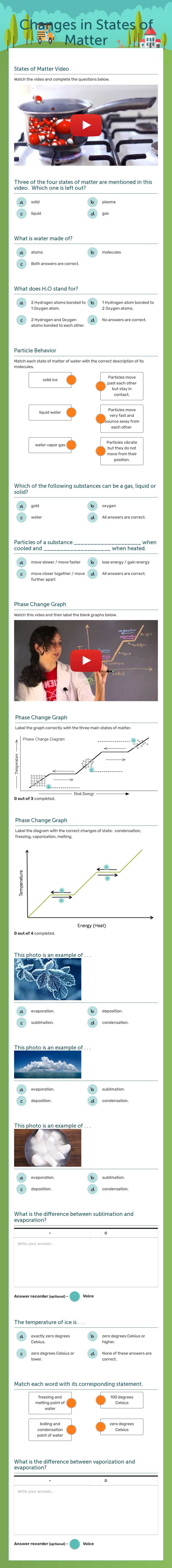 Changes in States of Matter Grade 10 worksheet preview